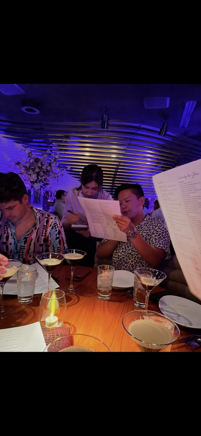 Martinis under the indigo lights.